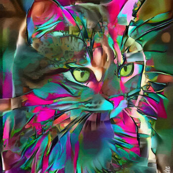 Digital Arts titled "Beldy, cat" by L.Roche, Original Artwork, Acrylic
