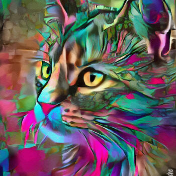 Arts numériques intitulée "Kimchy, cat" par L.Roche, Œuvre d'art originale, Acrylique