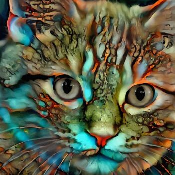 Digital Arts titled "Zakya, cat" by L.Roche, Original Artwork, Acrylic