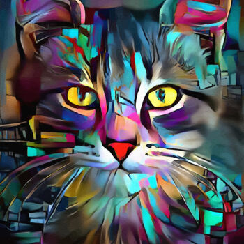 Arts numériques intitulée "Nasty, cat" par L.Roche, Œuvre d'art originale, Acrylique