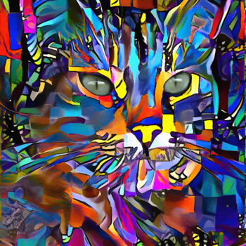 Digital Arts titled "Zarry, cat" by L.Roche, Original Artwork, Acrylic