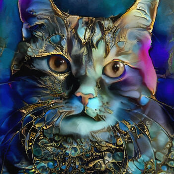 Arts numériques intitulée "Mandie, cat" par L.Roche, Œuvre d'art originale, Acrylique
