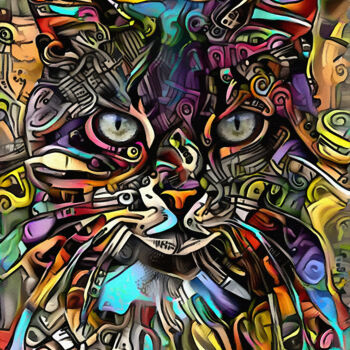 Arts numériques intitulée "Rigoberto, cat" par L.Roche, Œuvre d'art originale, Acrylique