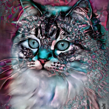 Arts numériques intitulée "Mirymoon, cat" par L.Roche, Œuvre d'art originale, Acrylique