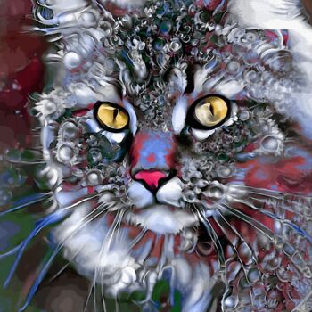 Digital Arts titled "Goraa, cat" by L.Roche, Original Artwork, Acrylic