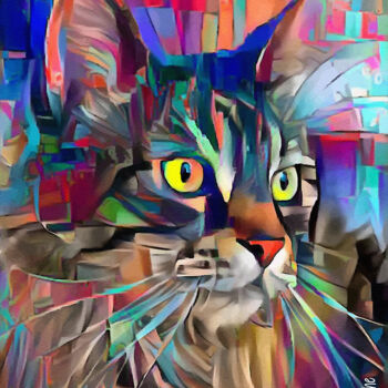 Digital Arts titled "Nathan, cat" by L.Roche, Original Artwork, Acrylic
