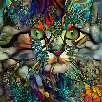「Muskaa, cat」というタイトルのデジタルアーツ L.Rocheによって, オリジナルのアートワーク, アクリル
