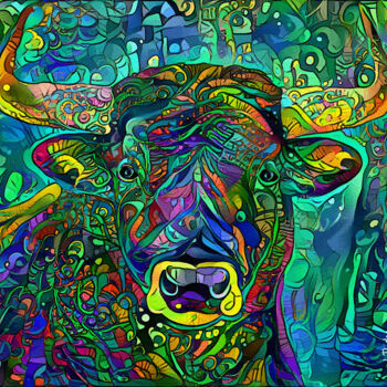 "Pasto verde, bull" başlıklı Dijital Sanat L.Roche tarafından, Orijinal sanat, Akrilik