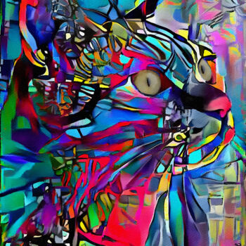 Arts numériques intitulée "Serguei, cat" par L.Roche, Œuvre d'art originale, Acrylique