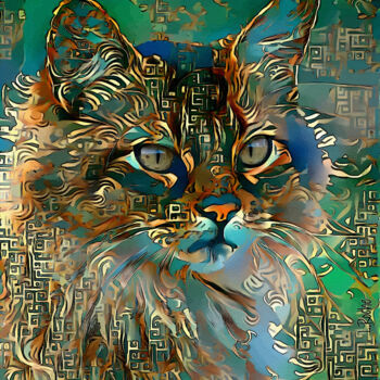 Digital Arts titled "Alaya, cat" by L.Roche, Original Artwork, Acrylic