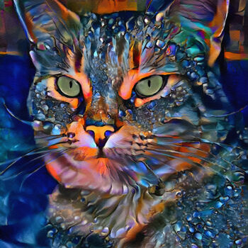 Digital Arts titled "Dambay,cat" by L.Roche, Original Artwork, Acrylic