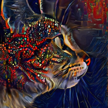 Digital Arts titled "Melbo, cat" by L.Roche, Original Artwork, Acrylic
