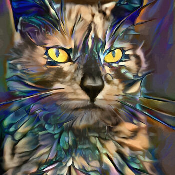 Digital Arts titled "Tompo, cat" by L.Roche, Original Artwork, Acrylic