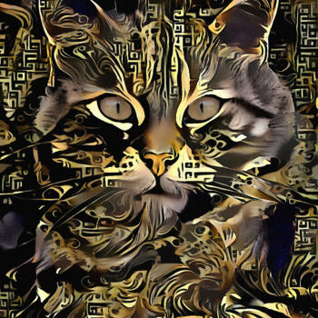 「Darkos, cat」というタイトルのデジタルアーツ L.Rocheによって, オリジナルのアートワーク, アクリル