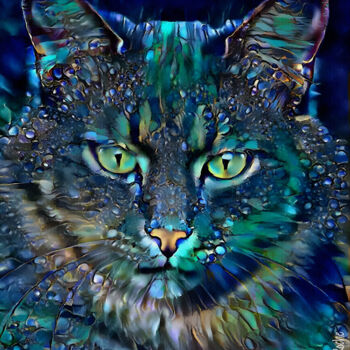 Digital Arts titled "Minty, cat" by L.Roche, Original Artwork, Acrylic