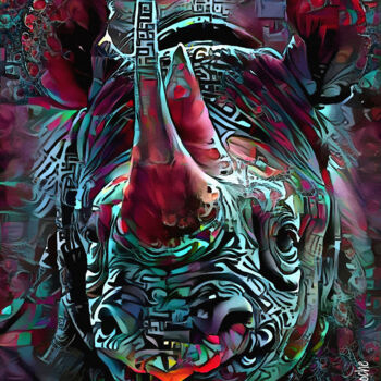 「Rhino force one」というタイトルのデジタルアーツ L.Rocheによって, オリジナルのアートワーク, 2Dデジタルワーク