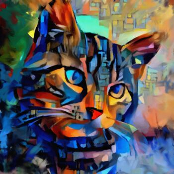Arts numériques intitulée "Erhane, cat" par L.Roche, Œuvre d'art originale, Acrylique