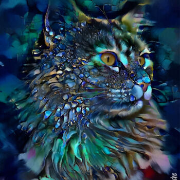 Arts numériques intitulée "Vita, cat - Mix med…" par L.Roche, Œuvre d'art originale, Acrylique