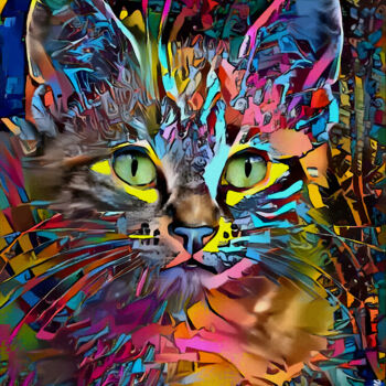 Artes digitais intitulada "Zakko, cat" por L.Roche, Obras de arte originais, Acrílico