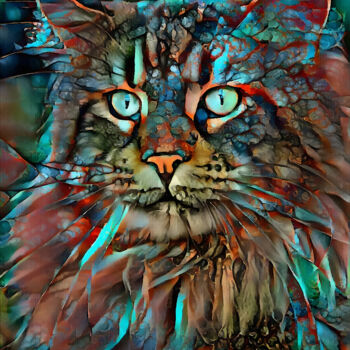 Digital Arts titled "Jadette, cat - Mix…" by L.Roche, Original Artwork, Acrylic