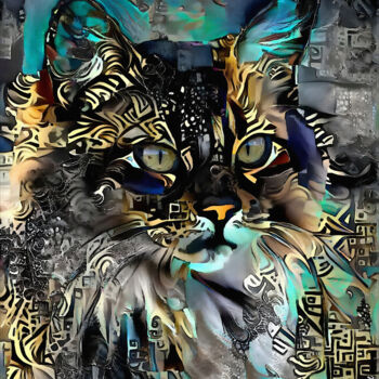 Arts numériques intitulée "Mayaar, cat" par L.Roche, Œuvre d'art originale, Acrylique