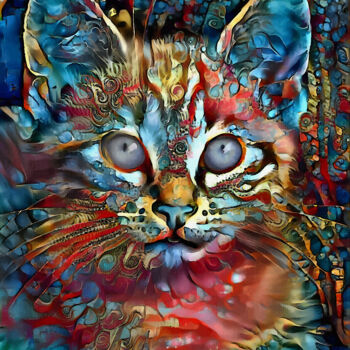 Digitale Kunst mit dem Titel "Gulben, cat" von L.Roche, Original-Kunstwerk, Acryl