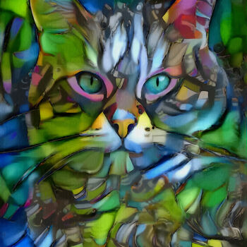 Digital Arts titled "Najy, cat" by L.Roche, Original Artwork, Acrylic