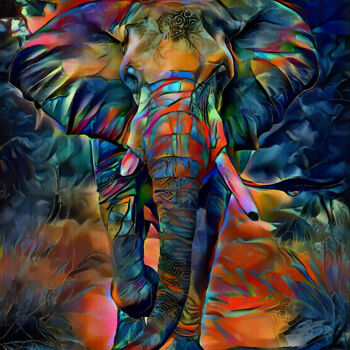 Цифровое искусство под названием "Elefante Tangerine" - L.Roche, Подлинное произведение искусства, 2D Цифровая Работа