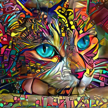 Digital Arts με τίτλο "Lola sieste, cat" από L.Roche, Αυθεντικά έργα τέχνης, Ακρυλικό