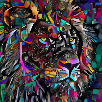 Digitale Kunst mit dem Titel "Charly Lion" von L.Roche, Original-Kunstwerk, 2D digitale Arbeit
