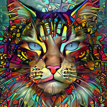 Digital Arts titled "Janjan, cat" by L.Roche, Original Artwork, Acrylic