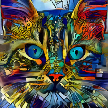 Digital Arts titled "Dove, cat" by L.Roche, Original Artwork, Acrylic