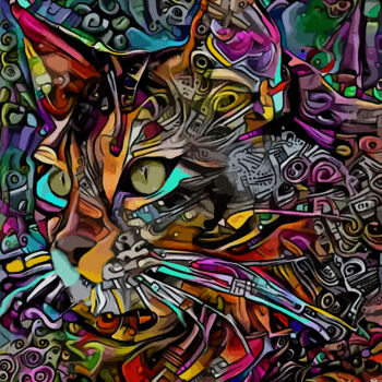 Arts numériques intitulée "Golfo, cat" par L.Roche, Œuvre d'art originale, Acrylique
