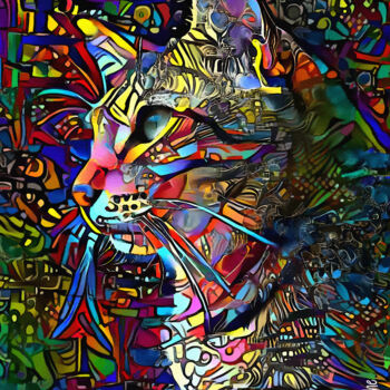 Arts numériques intitulée "Jaspy, cat" par L.Roche, Œuvre d'art originale, Acrylique