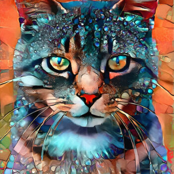 Digitale Kunst mit dem Titel "Calysto, cat" von L.Roche, Original-Kunstwerk, Acryl