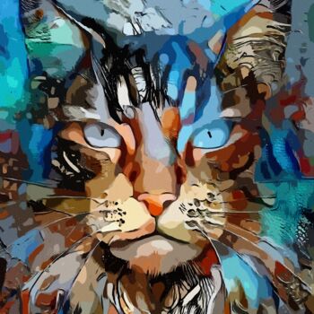 Digital Arts titled "Arda Pop, cat" by L.Roche, Original Artwork, Acrylic