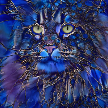 Digitale Kunst mit dem Titel "Hindi cat" von L.Roche, Original-Kunstwerk, Acryl