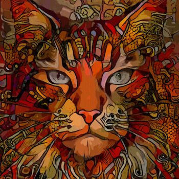Arts numériques intitulée "Doruk Jr., cat" par L.Roche, Œuvre d'art originale, Acrylique