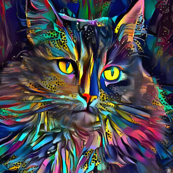 Digital Arts titled "Danjy, cat" by L.Roche, Original Artwork, Acrylic