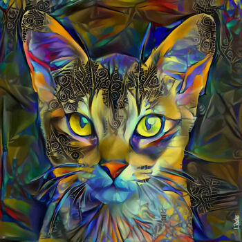 Digital Arts με τίτλο "Saffron Jr., cat" από L.Roche, Αυθεντικά έργα τέχνης, Ακρυλικό