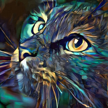 Digital Arts titled "Malkita, cat" by L.Roche, Original Artwork, Acrylic