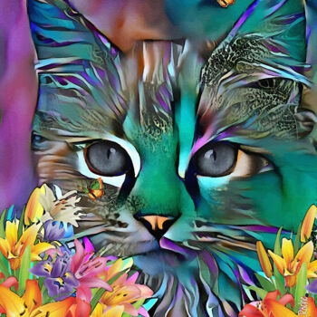 Digitale Kunst mit dem Titel "Lily Patchuli, cat" von L.Roche, Original-Kunstwerk, Acryl