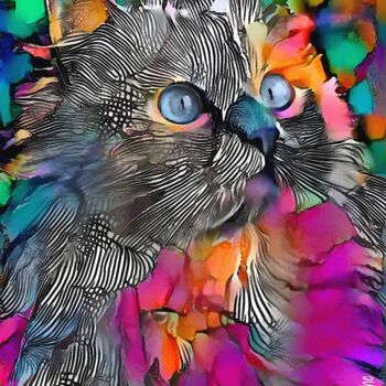 Digital Arts titled "Albay, cat" by L.Roche, Original Artwork, Acrylic