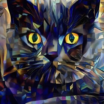 Arts numériques intitulée "Baltus 1er, cat" par L.Roche, Œuvre d'art originale, Acrylique