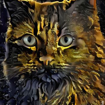 Digital Arts titled "Hector, cat" by L.Roche, Original Artwork, Acrylic