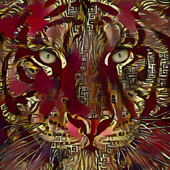 Grafika cyfrowa / sztuka generowana cyfrowo zatytułowany „Nessu, tiger” autorstwa L.Roche, Oryginalna praca, 2D praca cyfrowa