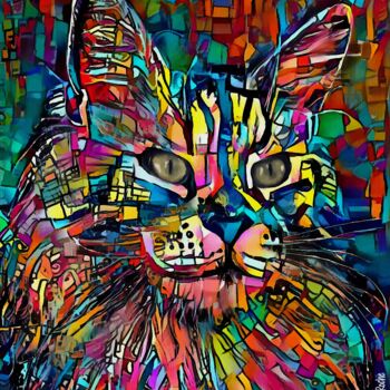 Arts numériques intitulée "Marty Jr., cat" par L.Roche, Œuvre d'art originale, Acrylique