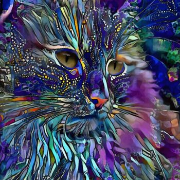 Digital Arts titled "Jiray, cat" by L.Roche, Original Artwork, Acrylic