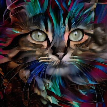 Digitale Kunst mit dem Titel "Halya, cat" von L.Roche, Original-Kunstwerk, Acryl