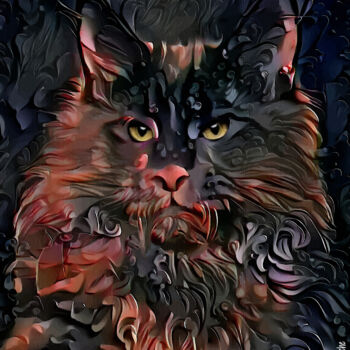 Digital Arts titled "Tristan, cat" by L.Roche, Original Artwork, Acrylic